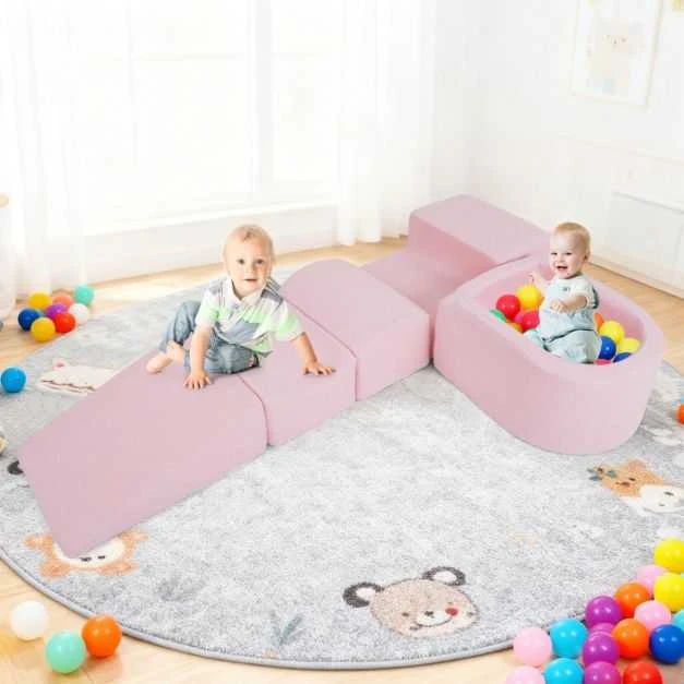 Promotions Minkštų žaidimų rinkinys, 5 dalių laipiojimo ir ropojimo putų blokai, rožinė, putos