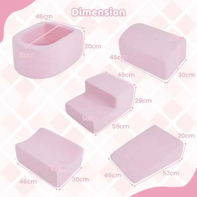 Promotions Minkštų žaidimų rinkinys, 5 dalių laipiojimo ir ropojimo putų blokai, rožinė, putos