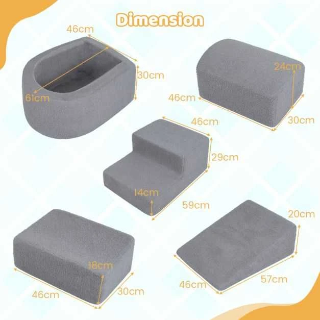 Promotions Minkštų žaidimų rinkinys, 5 dalių laipiojimo ir ropojimo putų blokai, pilka, putos