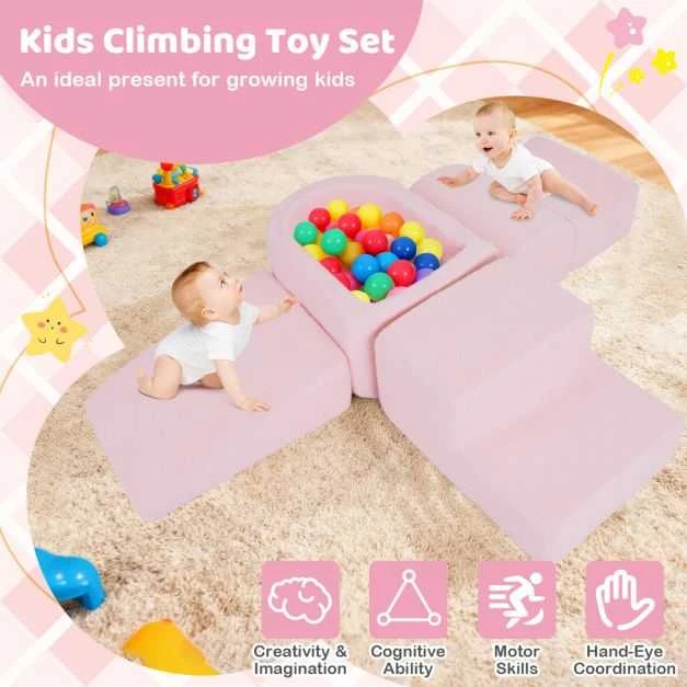Promotions Minkštų žaidimų rinkinys, 5 dalių laipiojimo ir ropojimo putų blokai, rožinė, putos