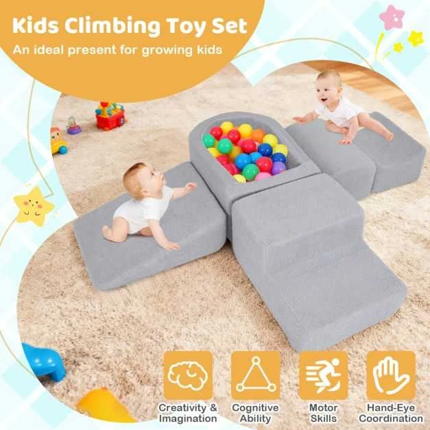Promotions Minkštų žaidimų rinkinys, 5 dalių laipiojimo ir ropojimo putų blokai, pilka, putos