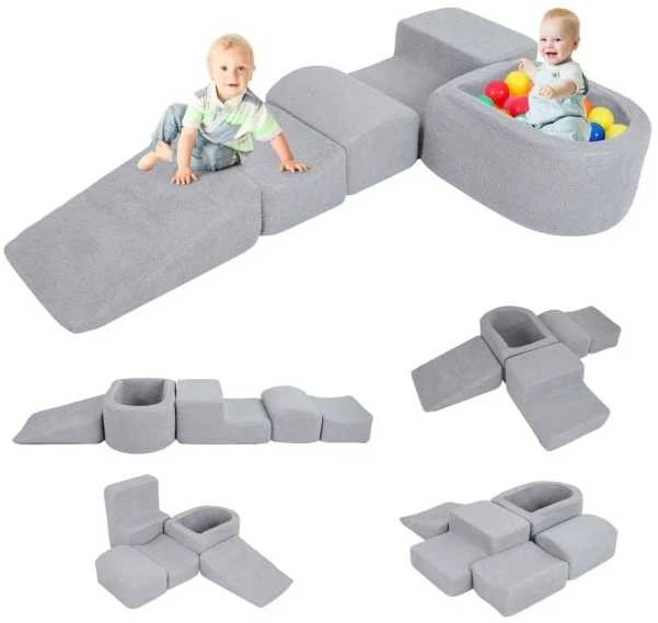 Promotions Minkštų žaidimų rinkinys, 5 dalių laipiojimo ir ropojimo putų blokai, pilka, putos