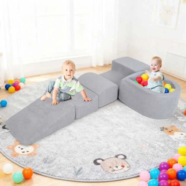 Promotions Minkštų žaidimų rinkinys, 5 dalių laipiojimo ir ropojimo putų blokai, pilka, putos