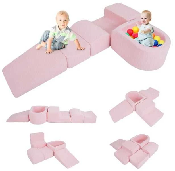 Promotions Minkštų žaidimų rinkinys, 5 dalių laipiojimo ir ropojimo putų blokai, rožinė, putos