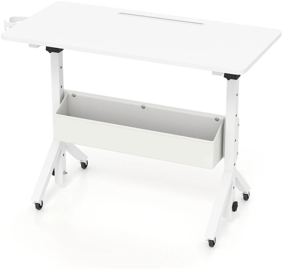 Promotions Mobilus stovimas stalas, aukščio reguliavimas, 80x40x70-117 cm, baltas