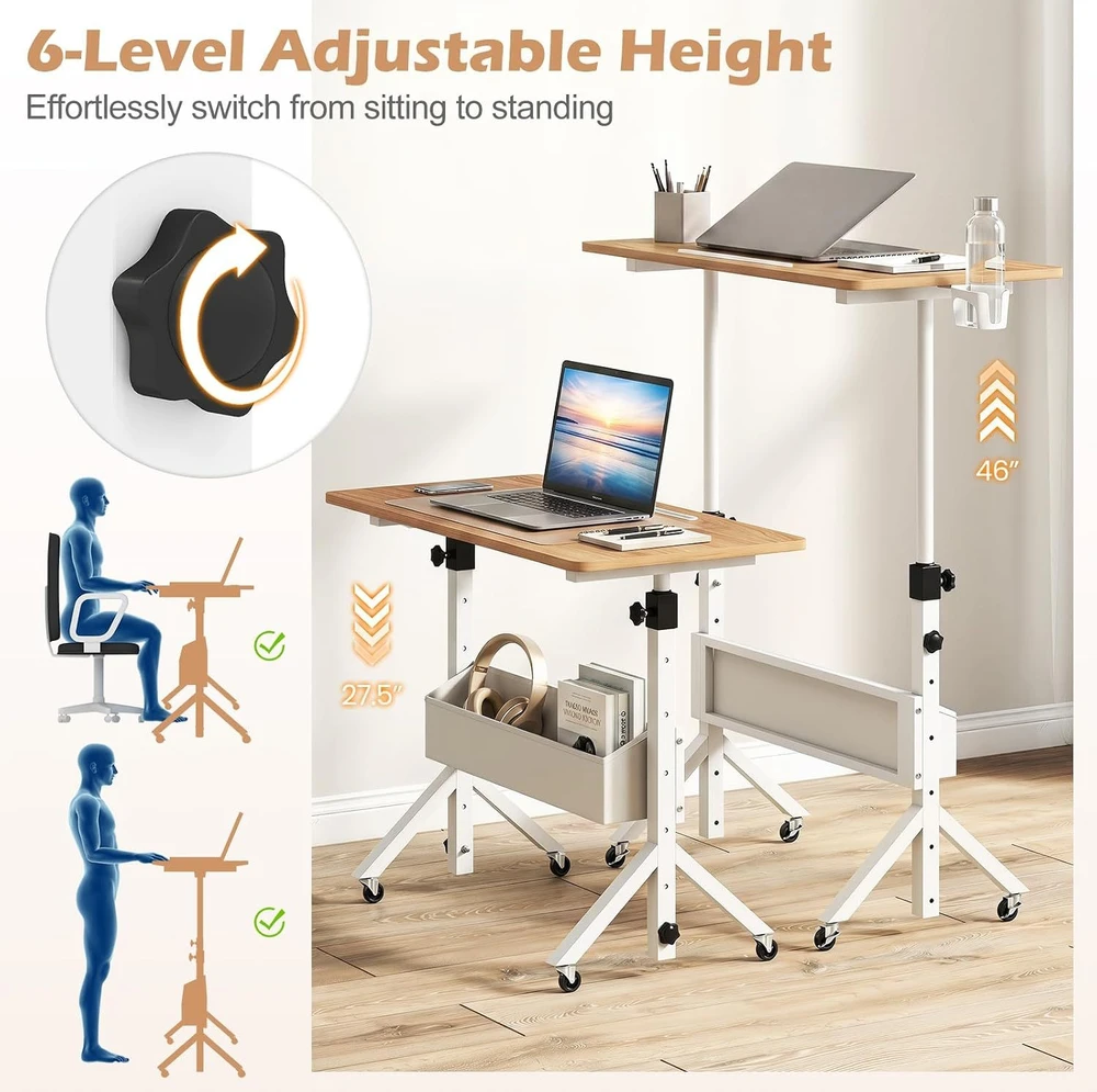 Promotions Mobilus stovimas stalas, aukščio reguliavimas, 80x40x70-117 cm, natūralus