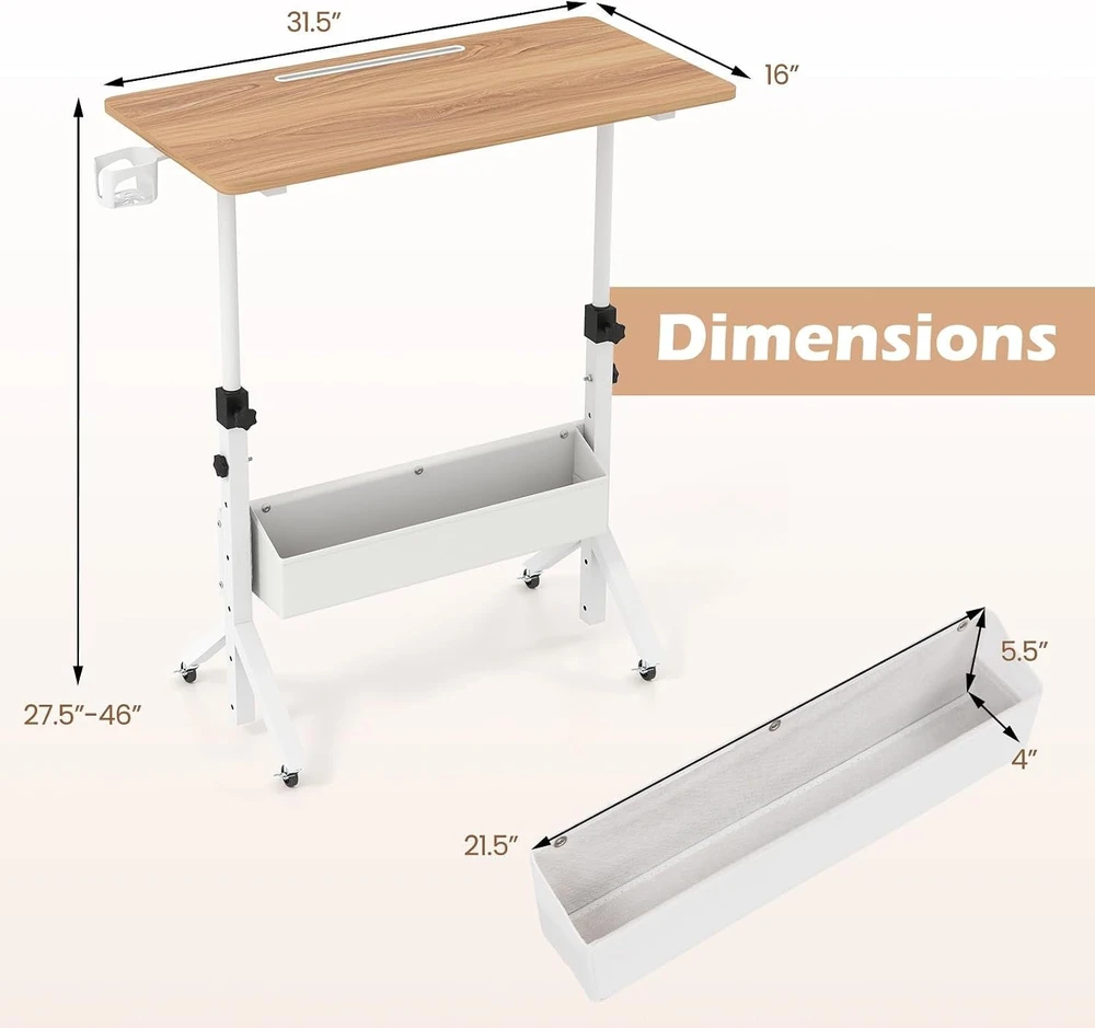 Promotions Mobilus stovimas stalas, aukščio reguliavimas, 80x40x70-117 cm, natūralus