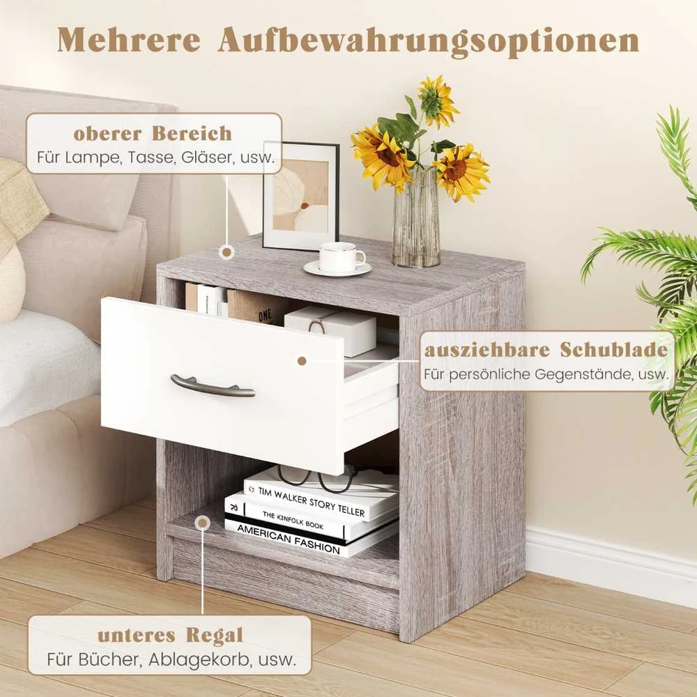 Promotions Naktinė spintelė, 38,1x27,9x40,6 cm, Šviesiai pilka