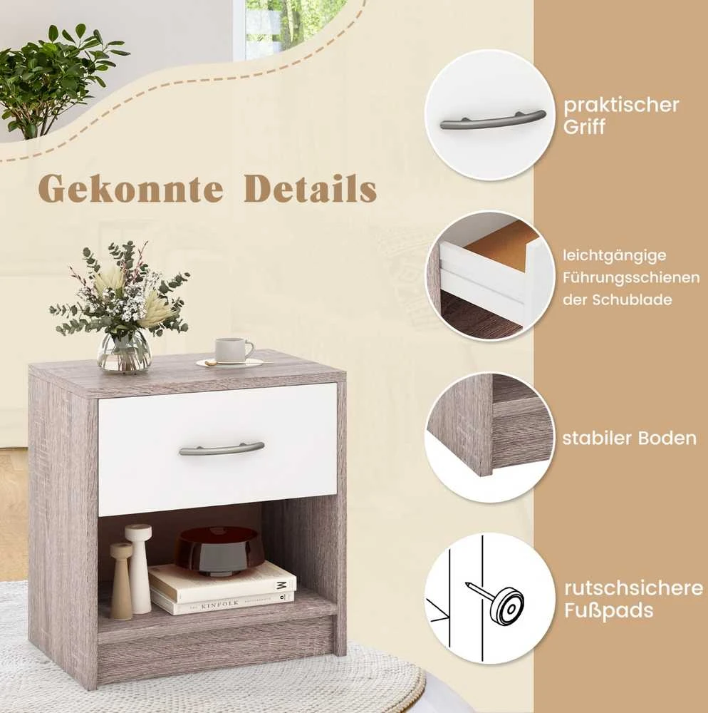 Promotions Naktinė spintelė, 38,1x27,9x40,6 cm, Šviesiai pilka