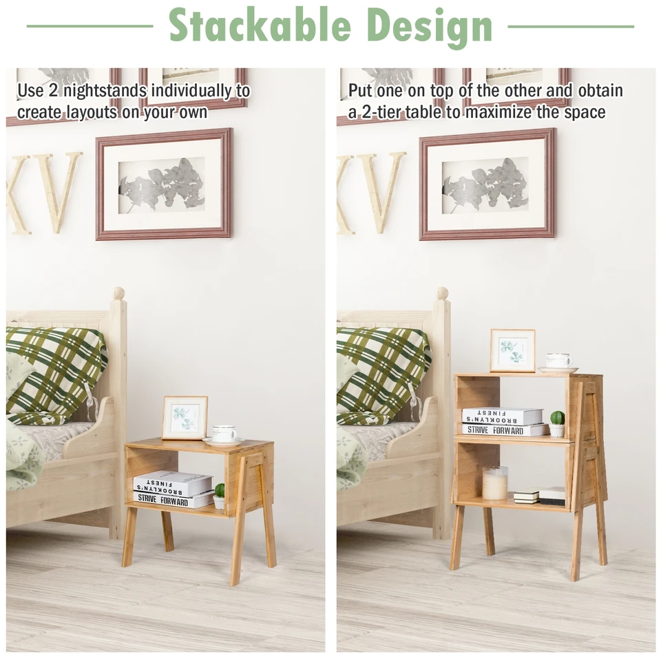 Promotions Naktinės spintelės 2 vnt. 43,2x29,2x41,9 cm bambukas