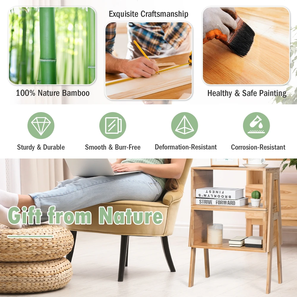 Promotions Naktinės spintelės 2 vnt. 43,2x29,2x41,9 cm bambukas