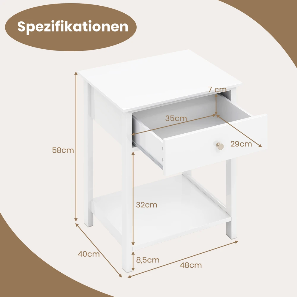 Promotions Naktiniai staliukai, 2 vnt., 48x40x58 cm, balti