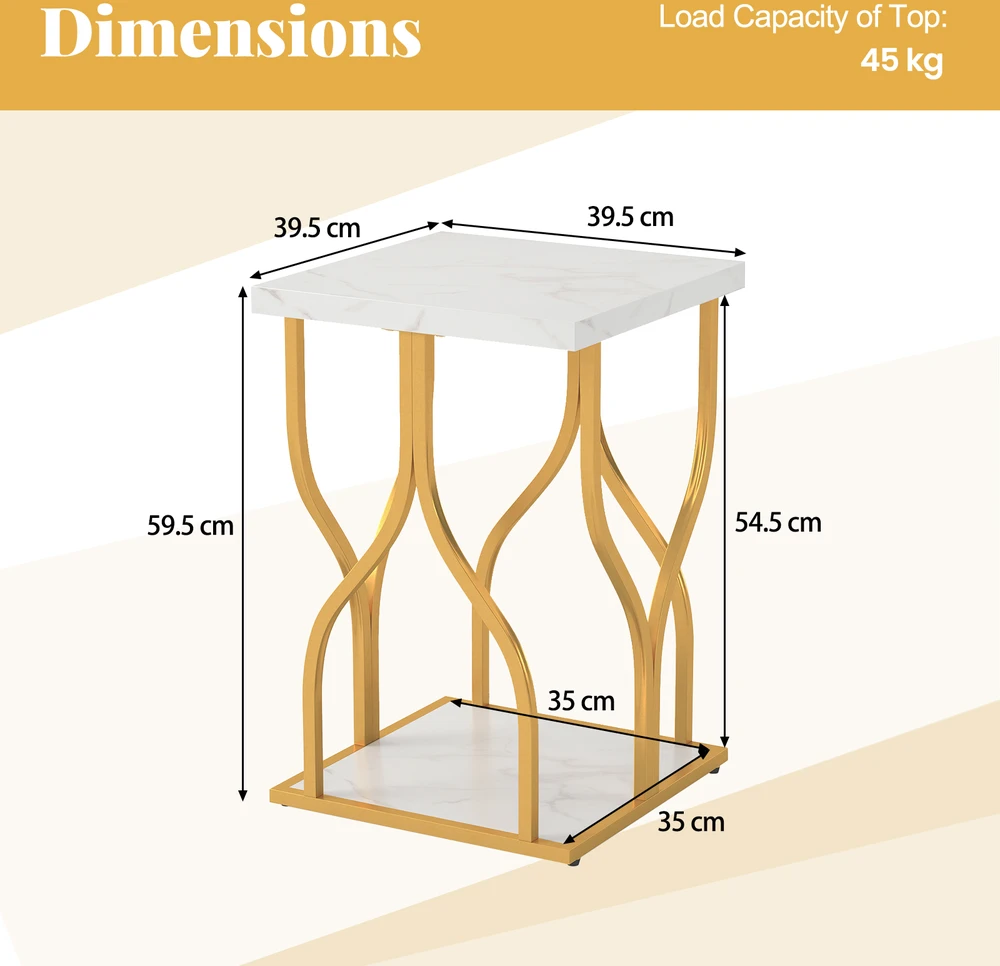 Promotions Naktinis staliukas 39,4x39,4x59,7 cm baltas/auksinis
