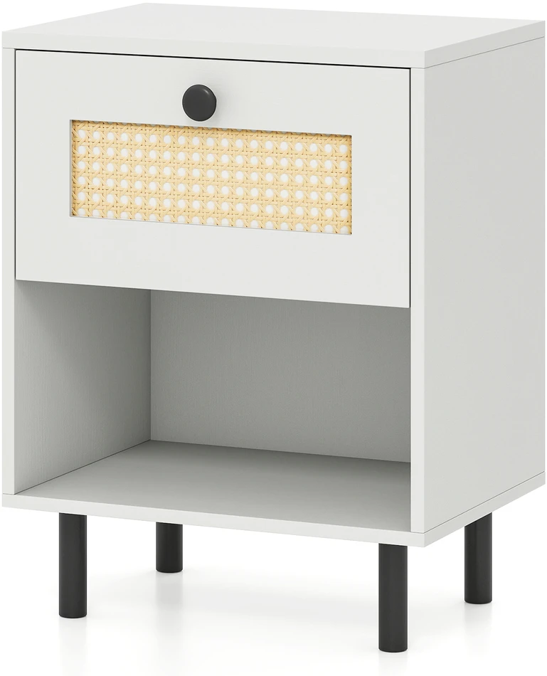 Promotions Naktinis staliukas 40x30x52 cm baltas juodas su daiktadėže