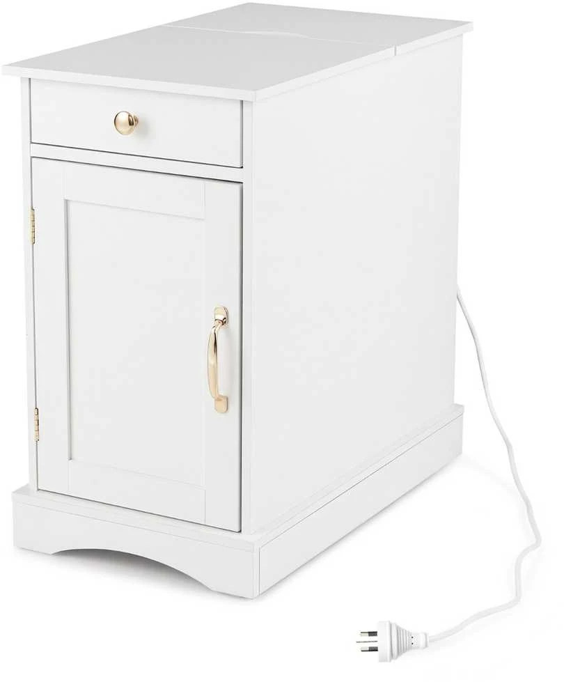 Promotions Naktinis staliukas 60x35x62 cm baltas, su laikymo vieta