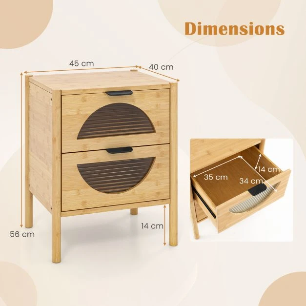 Promotions Naktinis staliukas rinkinys 45x40x56 cm natūralus bambukas