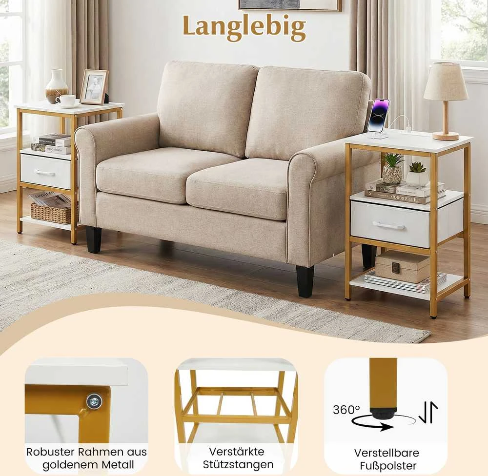 Promotions Naktinių staliukų komplektas, 40x30x61 cm, balta, su laikymo vieta