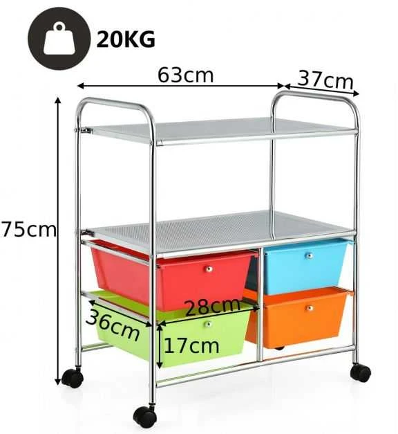 Promotions Naudingas organizatorius vežimėlis, 63x36.8x74.9 cm, Mėlynai žalias