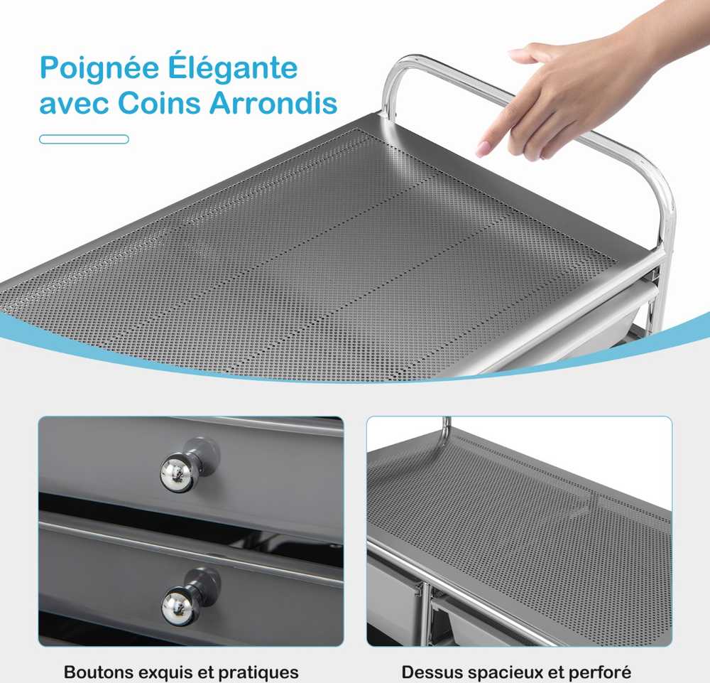 Promotions Naudingas riedantis organizatoriaus vežimėlis, 63.5x36.8x87.6 cm, baltas ir pilkas