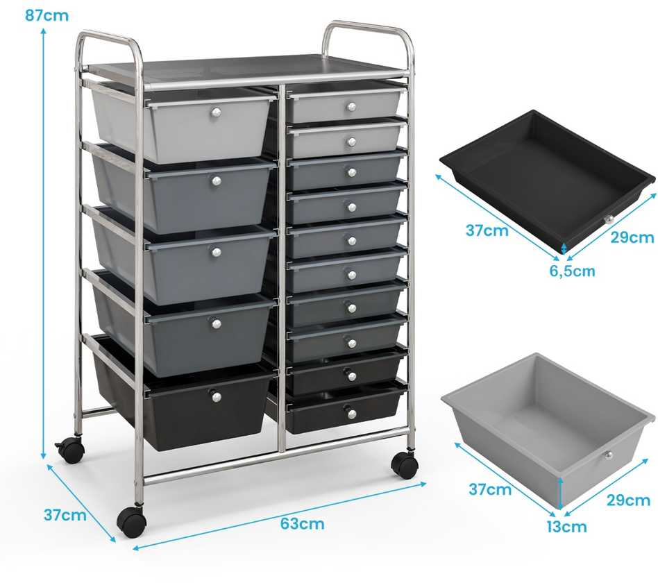 Promotions Naudingas riedantis organizatoriaus vežimėlis, 63.5x36.8x87.6 cm, baltas ir pilkas