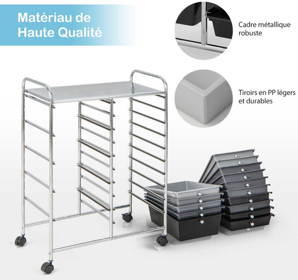 Promotions Naudingas riedantis organizatoriaus vežimėlis, 63.5x36.8x87.6 cm, baltas ir pilkas