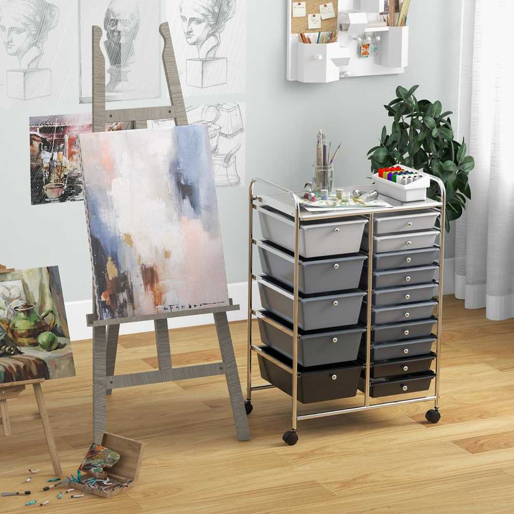 Promotions Naudingas riedantis organizatoriaus vežimėlis, 63.5x36.8x87.6 cm, baltas ir pilkas