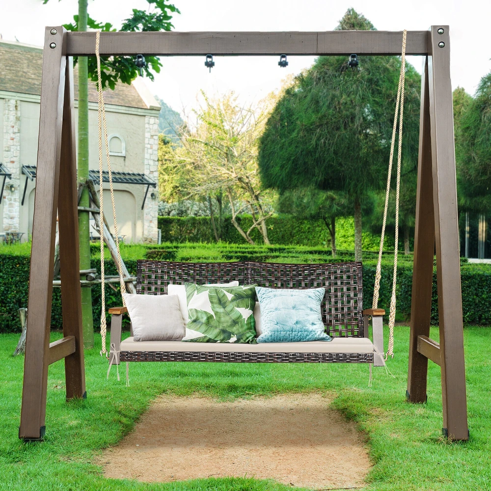 Promotions Pakabinamas pintas verandos supamas krėslas dviem 131x69x55 cm šviesiai baltas