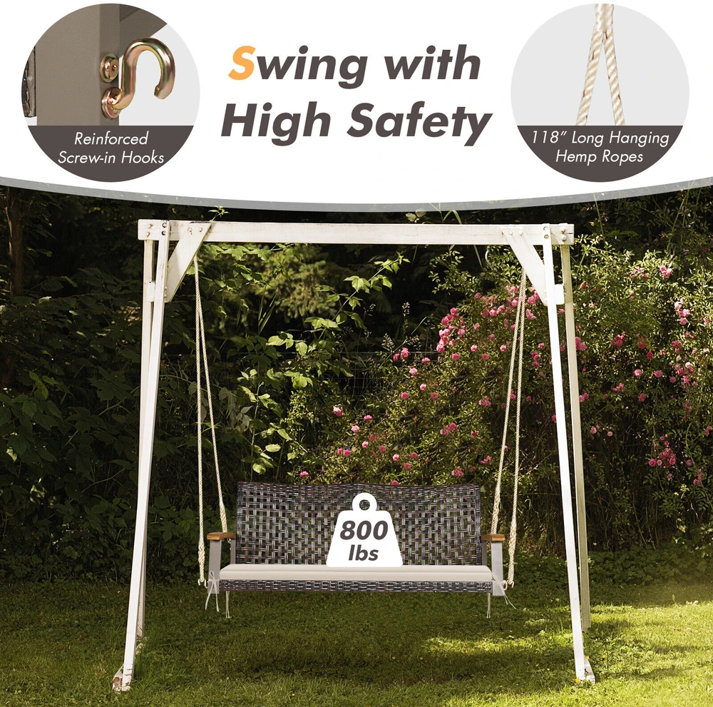 Promotions Pakabinamas pintas verandos supamas krėslas dviem 131x69x55 cm šviesiai baltas