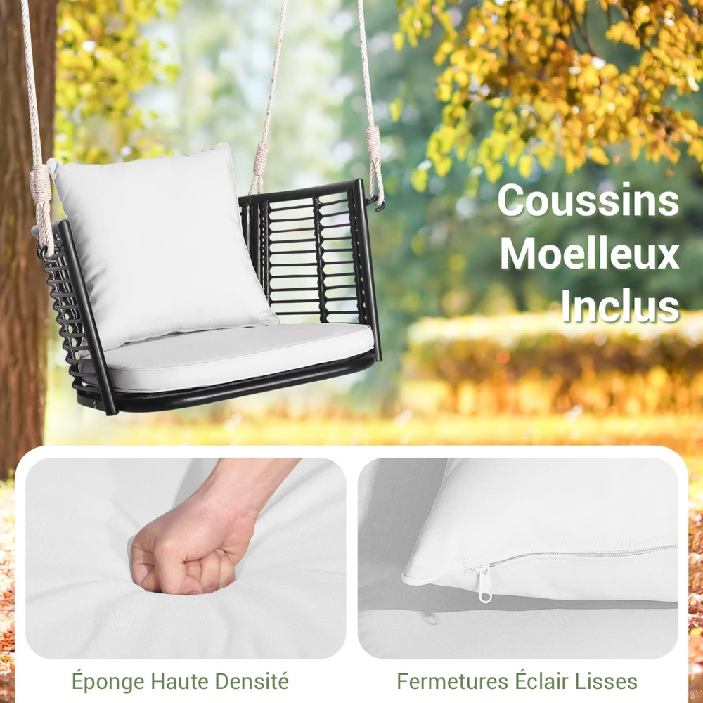 Promotions Pakabinamas rotango krėslas su pagalvėle ir metaliniu rėmu 77,5x62x38 cm mišrios rudos spalvos