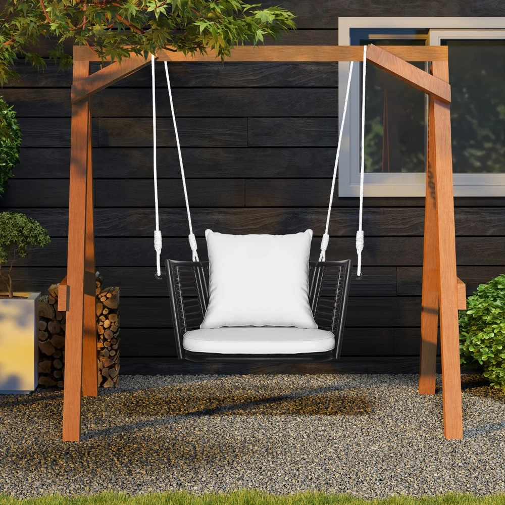 Promotions Pakabinamas rotango krėslas su pagalvėle ir metaliniu rėmu 77,5x62x38 cm mišrios rudos spalvos