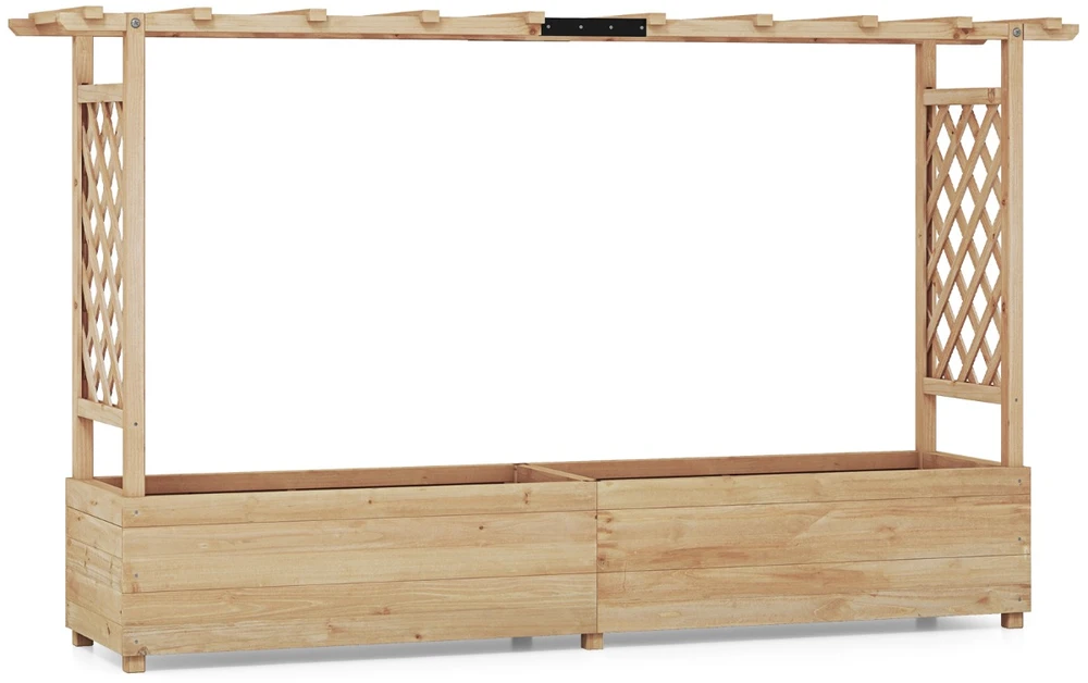 Promotions Pakelta lysvė su tvorele ir kabančiu stogu 200x44x114 cm natūrali