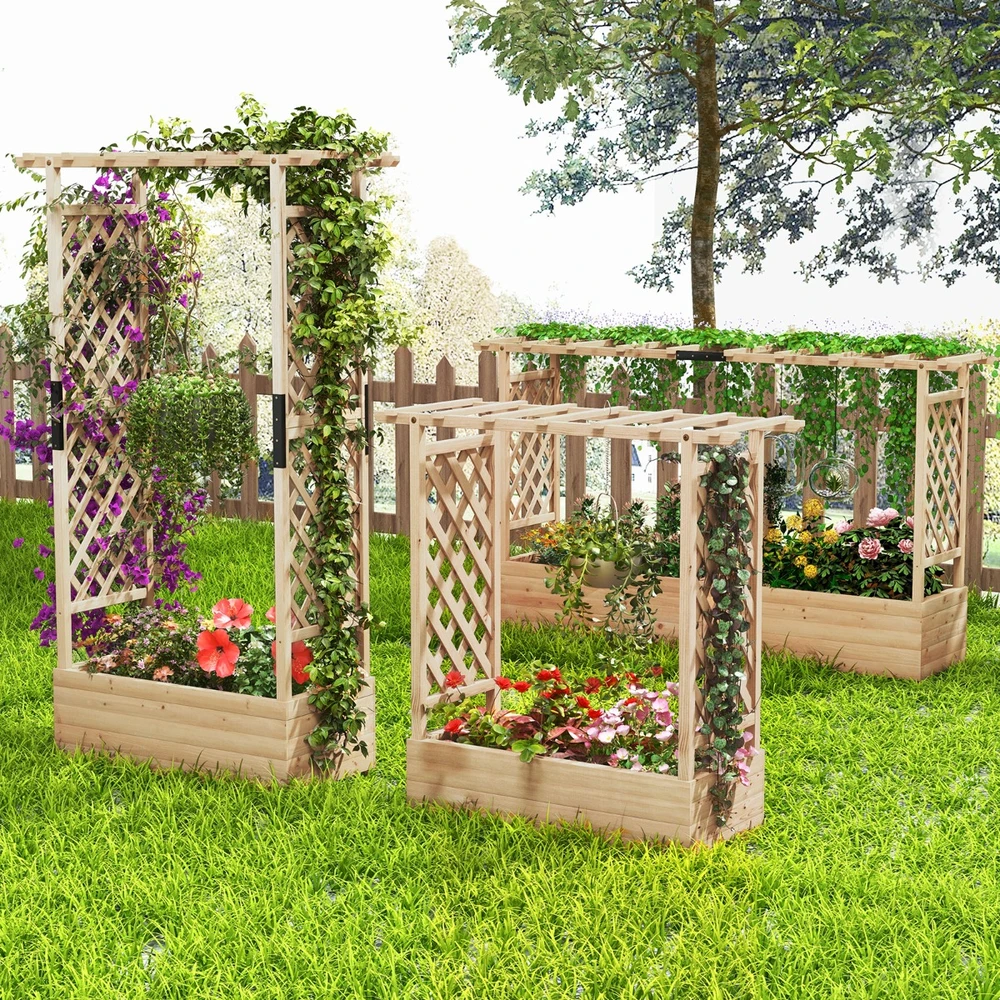 Promotions Pakelta lysvė su tvorele ir kabančiu stogu 200x44x114 cm natūrali