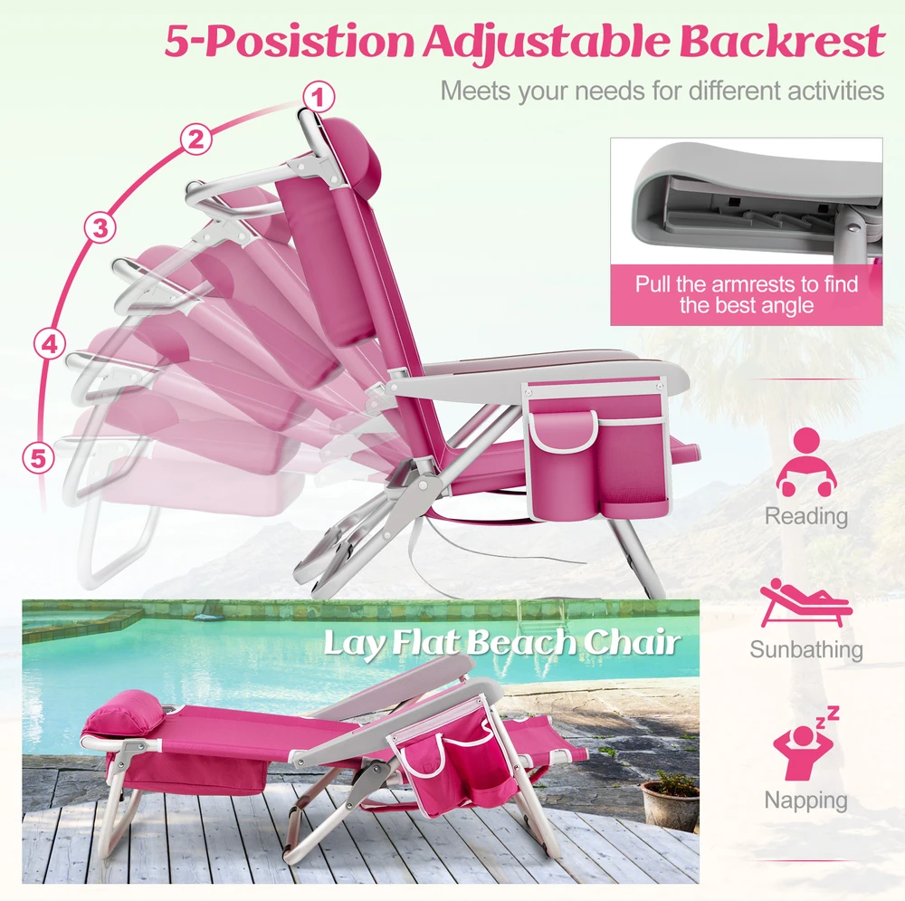 Promotions Paplūdimio kėdžių komplektas 66x64.8x78.7 cm rožinės spalvos sulankstomas