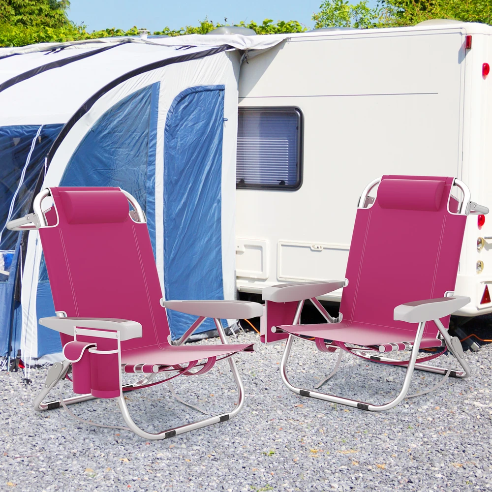 Promotions Paplūdimio kėdžių komplektas 66x64.8x78.7 cm rožinės spalvos sulankstomas