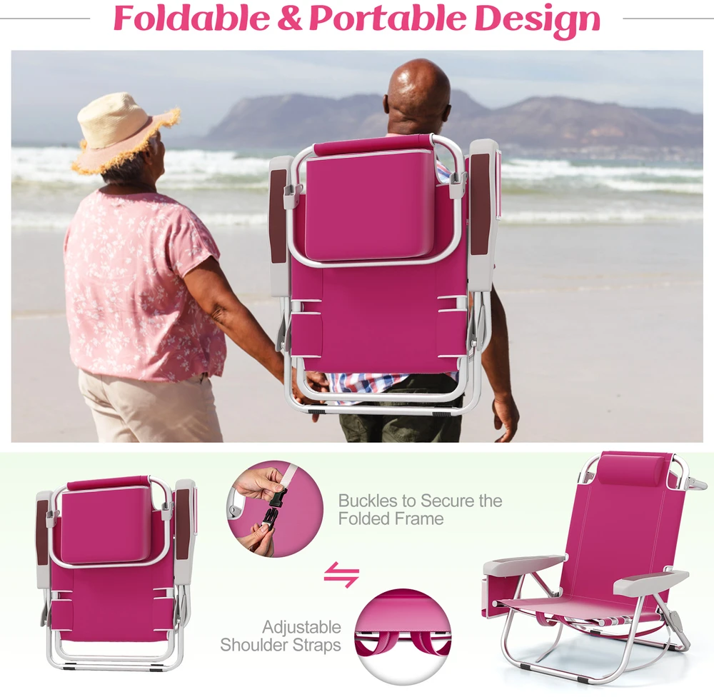 Promotions Paplūdimio kėdžių komplektas 66x64.8x78.7 cm rožinės spalvos sulankstomas