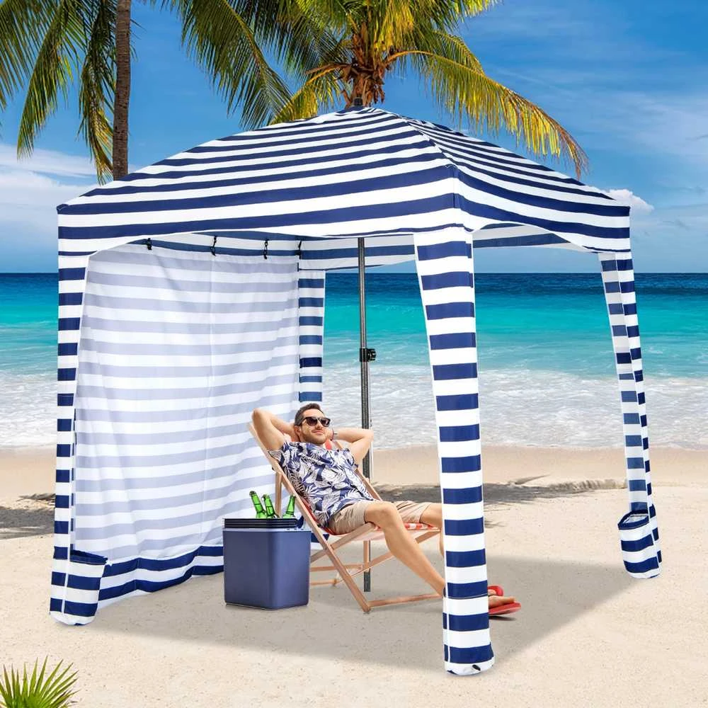 Promotions Paplūdimio palapinė, 183x183x215-240 cm, mėlyna ir balta
