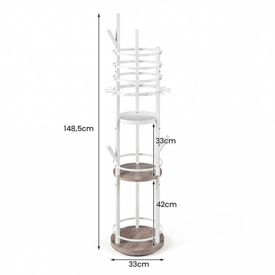 Promotions Papuošalų laikymo stovas 33x148,5 cm baltas, metalas, sukamasis laikymas