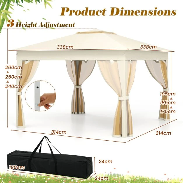 Promotions Pavėsinė 338x338x260 cm smėlio spalvos