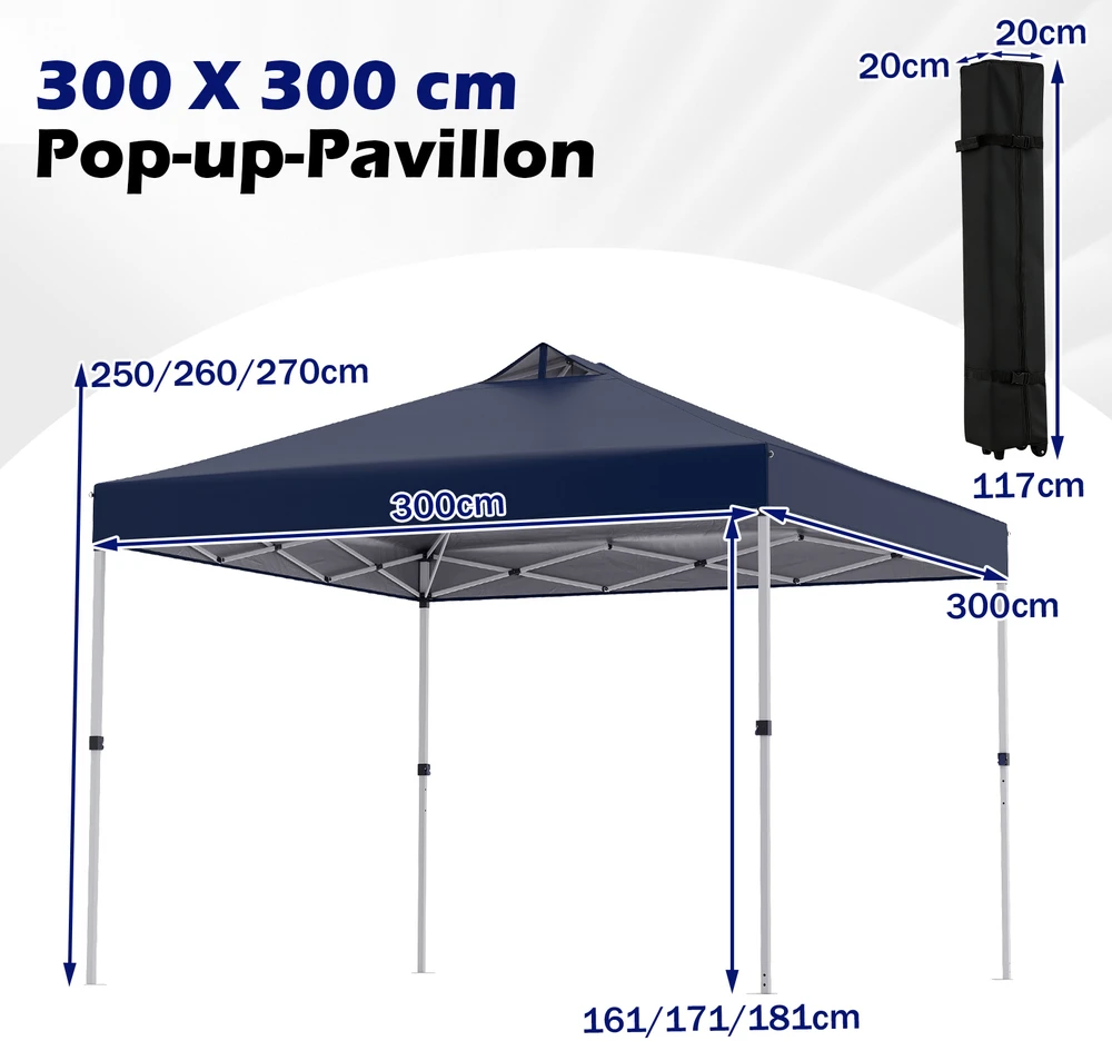 Promotions Pavilion 300x300x250 cm Mėlynas sulankstomas oksfordo audinys
