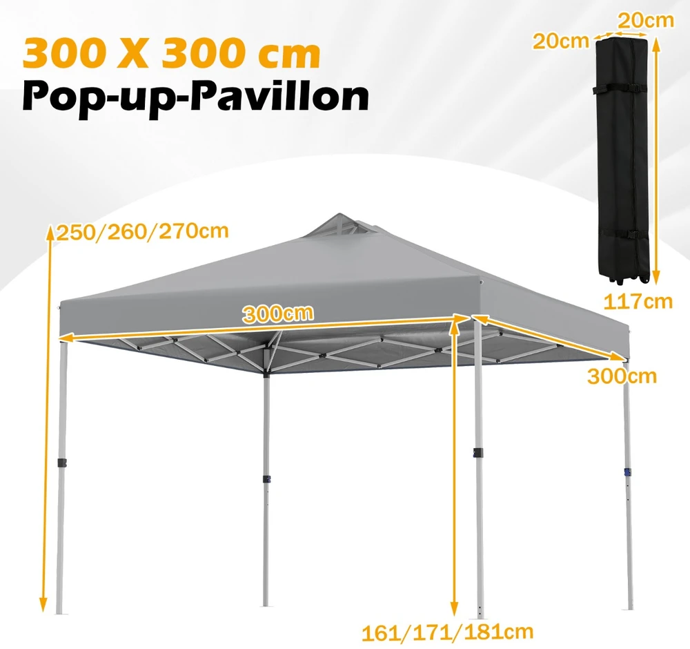 Promotions Pavilion 300x300x250 cm Pilka sulankstoma oksfordo audinys