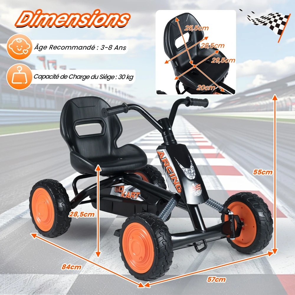Promotions Pedalinis Go-Kartas 84x57x55 cm Juodas Metalinis Rėmas