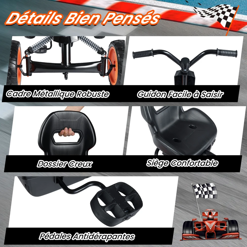 Promotions Pedalinis Go-Kartas 84x57x55 cm Juodas Metalinis Rėmas