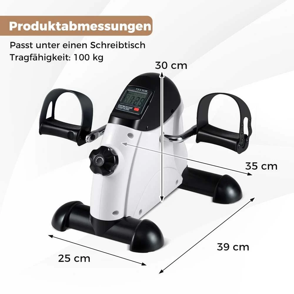 Promotions Pedalų treniruoklis 39x35x30 cm baltas, LCD ekranas, nešiojama fitneso įranga