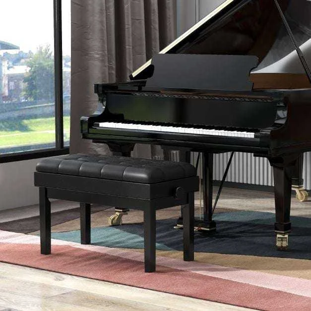 Promotions Pianino suoliukas, reguliuojamas Duetas, 76x36x48-58 cm, juodas