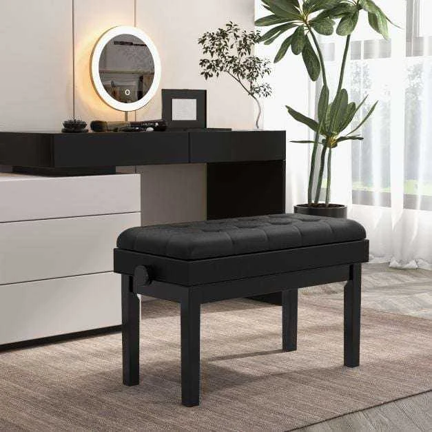Promotions Pianino suoliukas, reguliuojamas Duetas, 76x36x48-58 cm, juodas