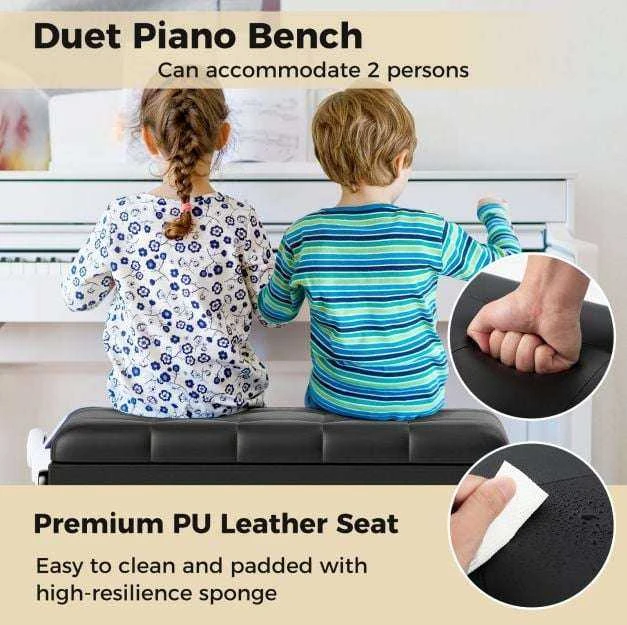 Promotions Pianino suoliukas, reguliuojamas Duetas, 76x36x48-58 cm, juodas