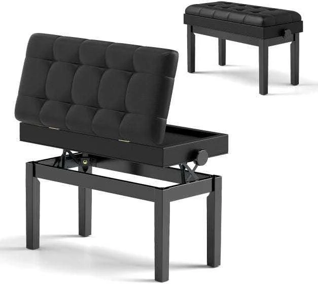 Promotions Pianino suoliukas, reguliuojamas Duetas, 76x36x48-58 cm, juodas