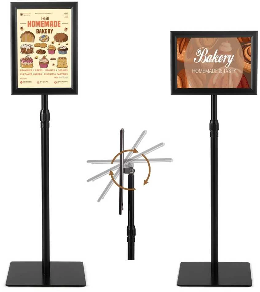 Promotions Plakatų stovas, 74x118 cm, juodas, reguliuojamas metalinis