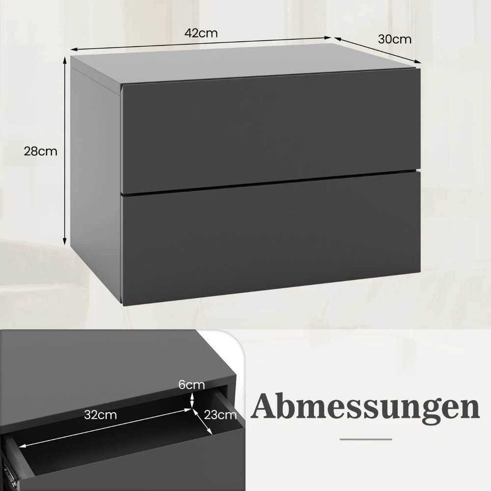 Promotions Plaukiojanti naktinė spintelė, 41.9x30.5x27.9 cm, Pilkai balta