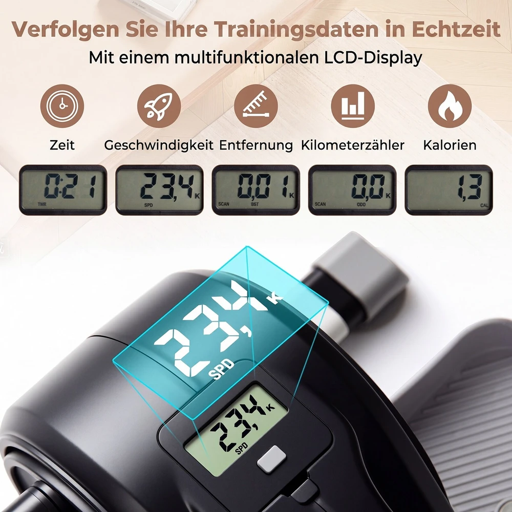 Promotions Po stalu esantis elipsinis pedalų treniruoklis 49x50x24 cm juodas